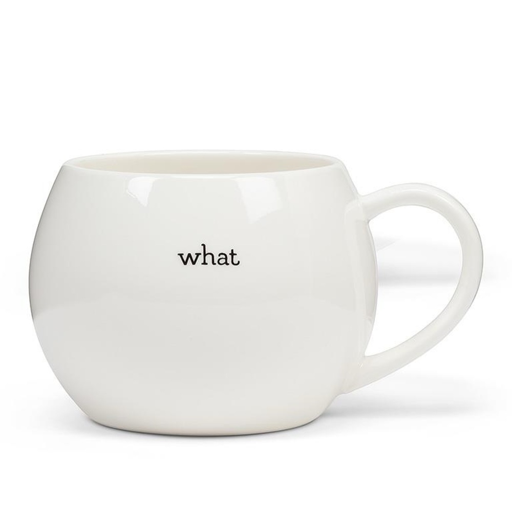 WTF White Stoneware Ball Mug, 16oz